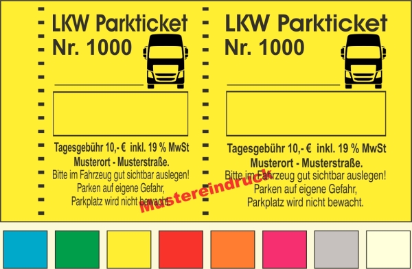 1000 Parktickets individuell "LKW" - Text änderbar -